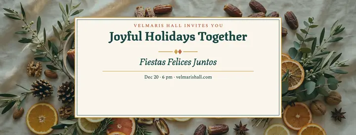 Velmaris Hall mirrored holiday invitation: holiday invitation cover template