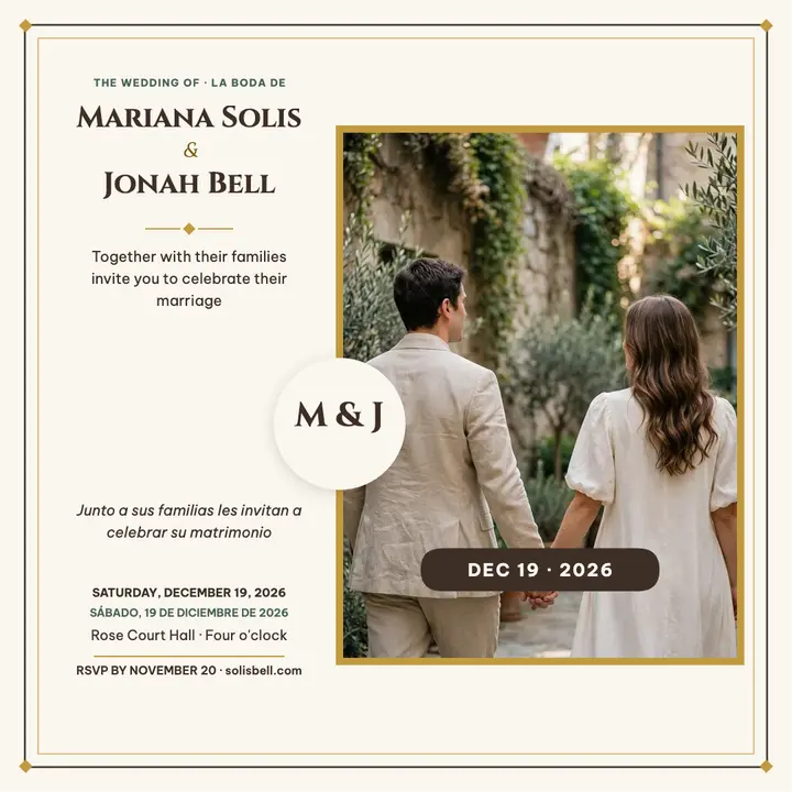 Mirrored bilingual wedding invitation post: bilingual wedding invitation template