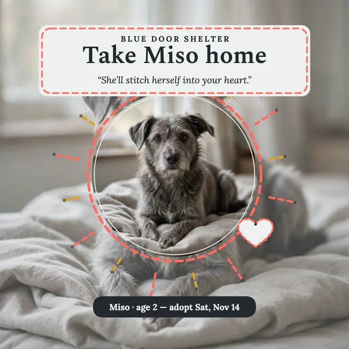 Miso stitched shelter adoption quote template