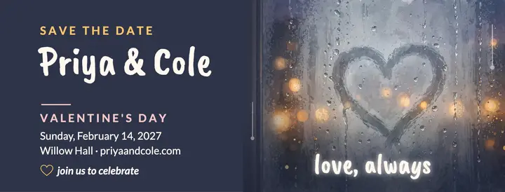 Priya and Cole misted window save date cover template