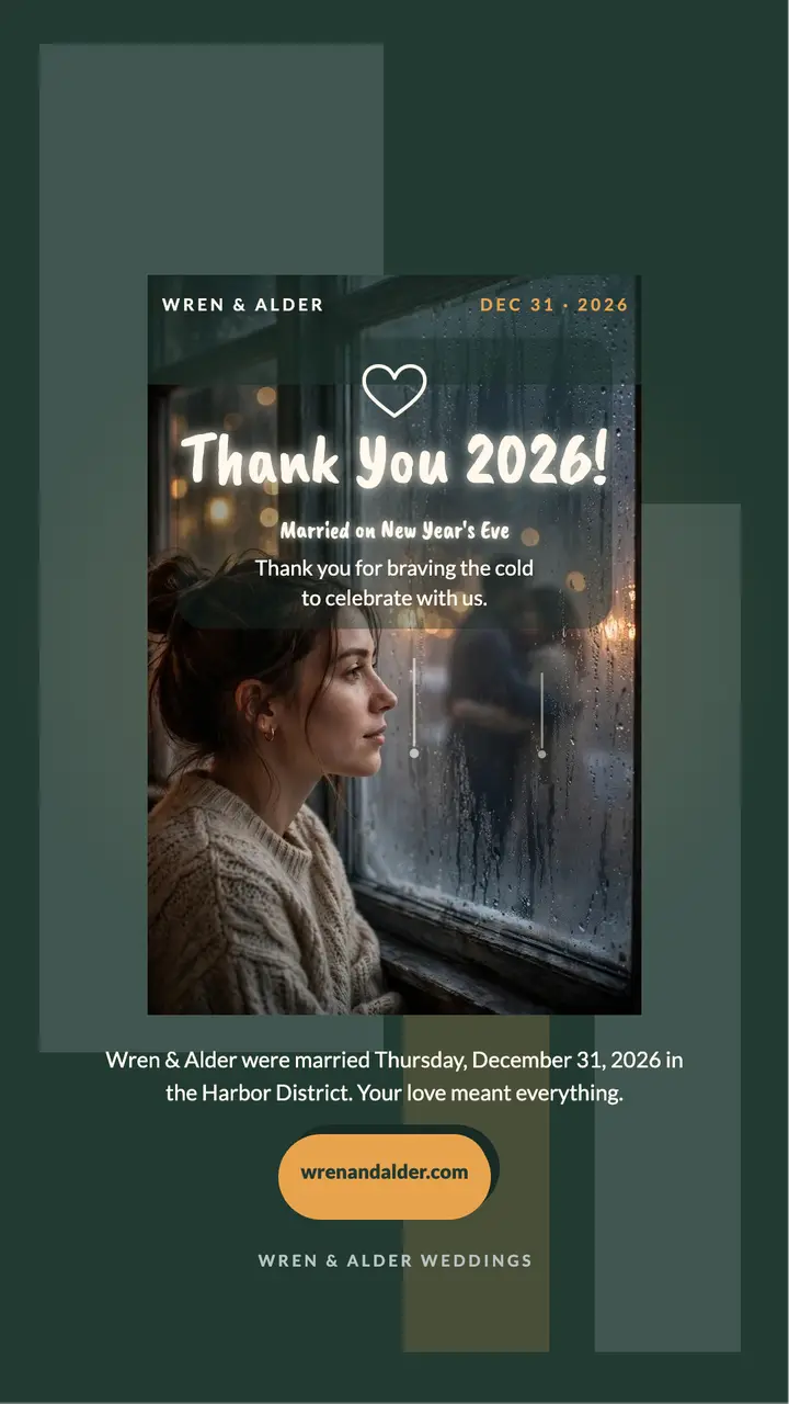 Wren and Alder New Year thank you story template