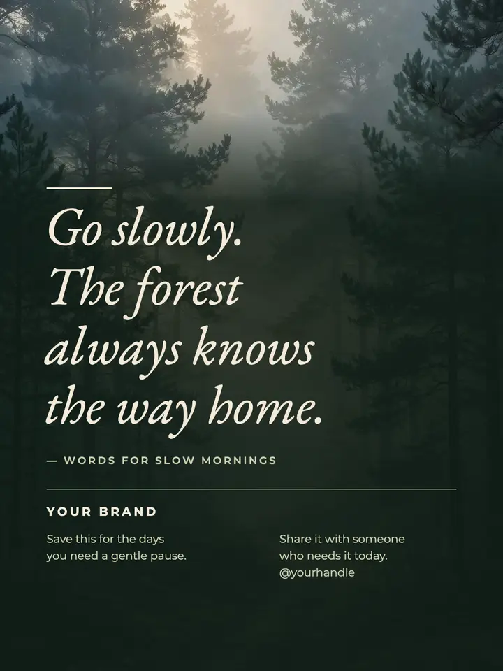 Misty forest quote post template