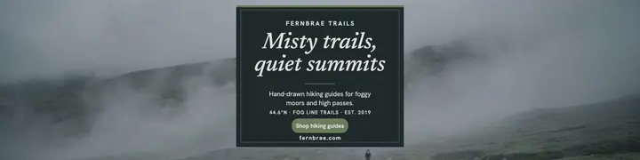 Fernbrae Trails misty highlands banner template