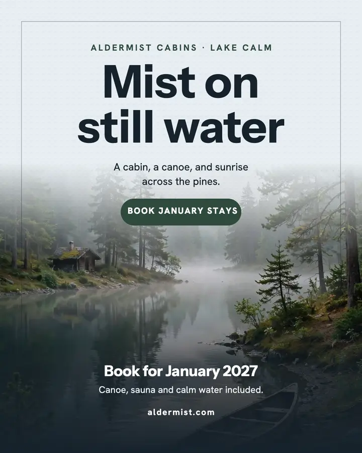 Aldermist misty lake cabin blur post template