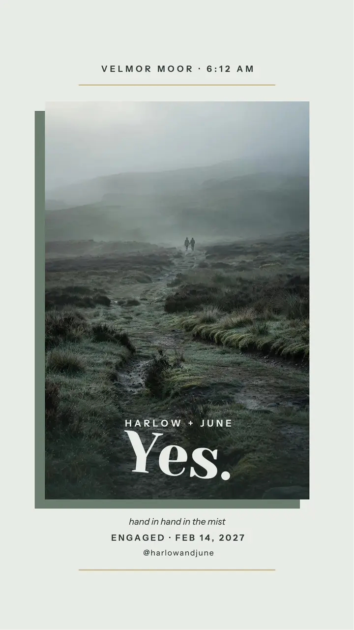 Harlow and June misty moor engagement story template