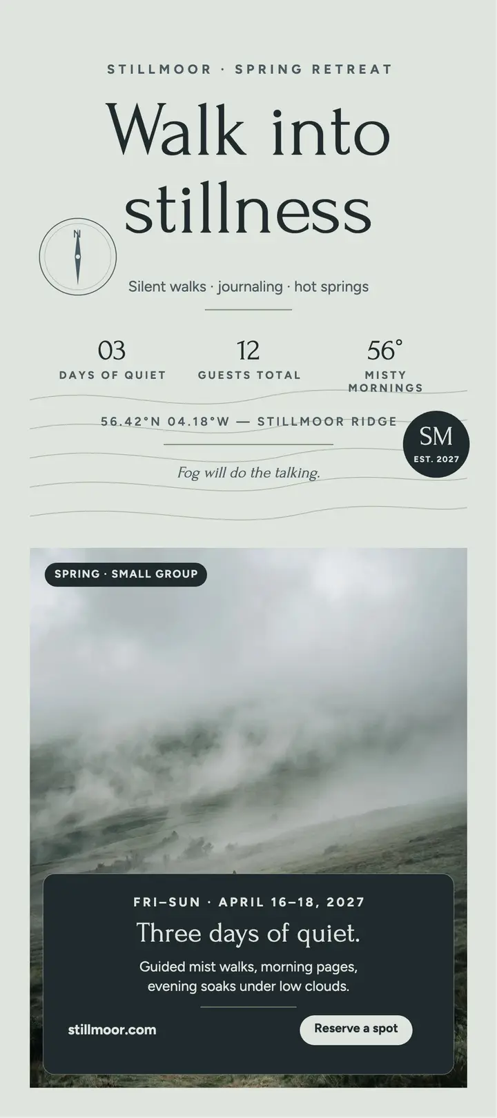 Stillmoor misty retreat card template