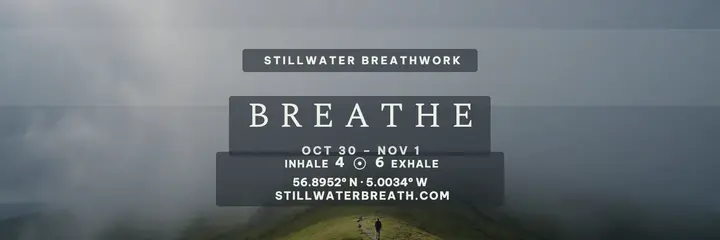 Stillwater Breathwork misty retreat header: breathwork retreat header template