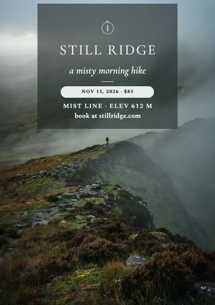Stillridge misty ridge hike retreat flyer template