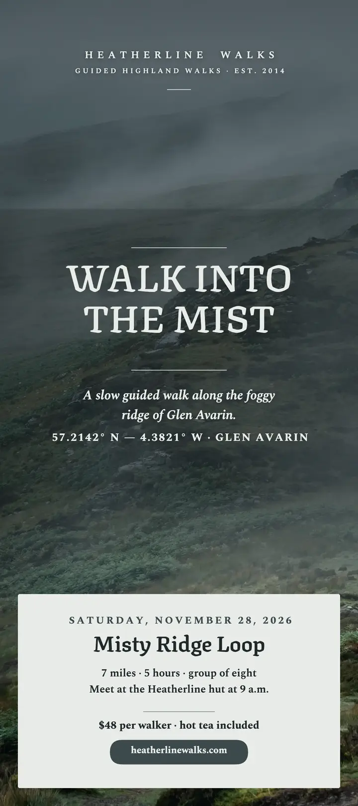 Misty ridge guided walk rack card template