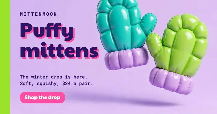Mittenmoon puffy mittens drop post template