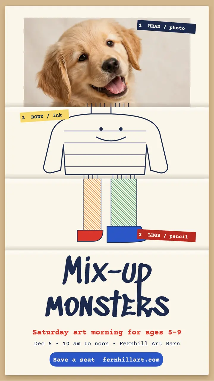 Mix-up monsters kids art morning story template