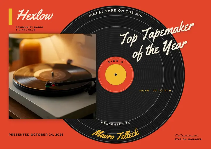Tapemaker of the Year certificate, 45 rpm label: mixtape award certificate template