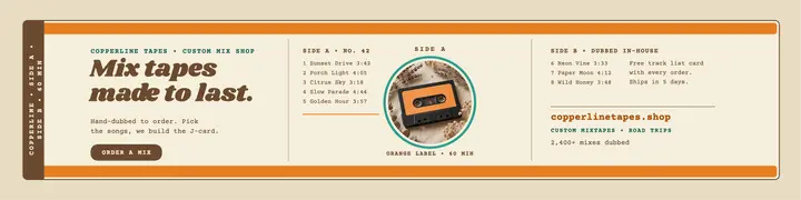 Copperline Tapes mixtape shop banner template