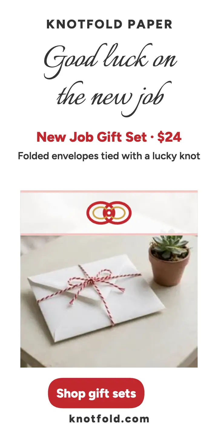 Knotfold new job gift half page: new job gift envelope ad template