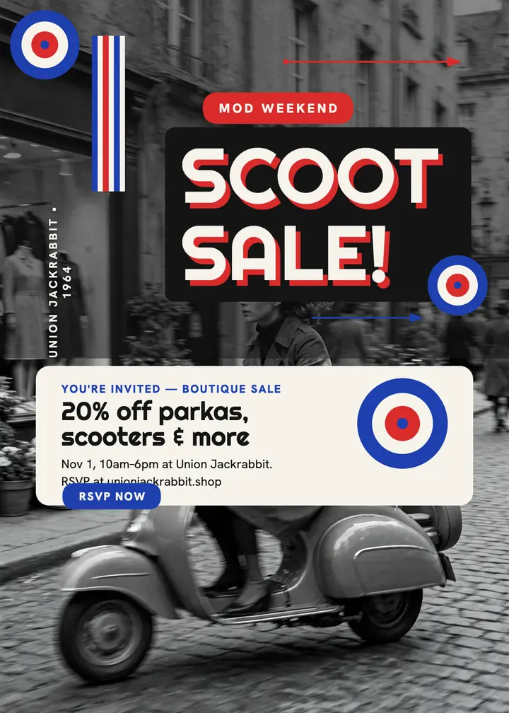 Union Jackrabbit mod sale invitation template