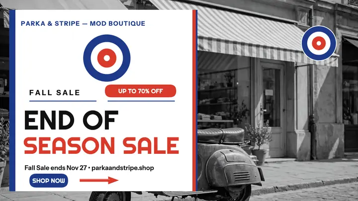Parka and Stripe end of season sale thumbnail template