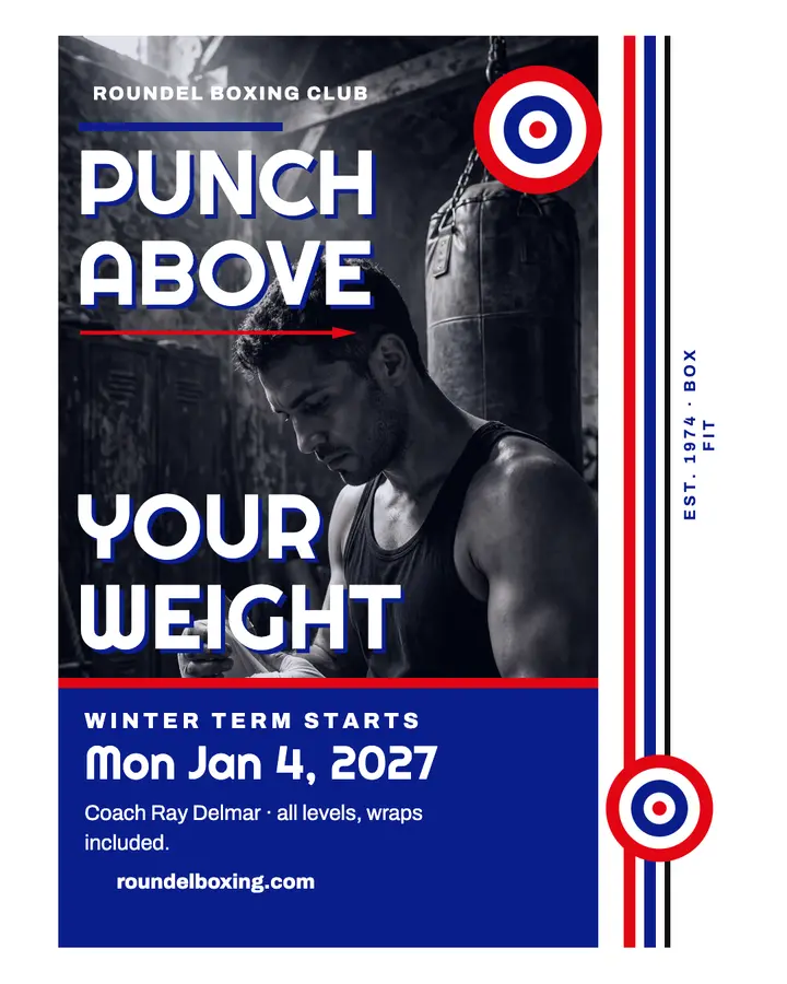 Roundel Boxing Club retro poster template
