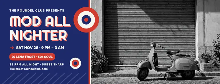 Roundel Club mod all-nighter cover: dj night facebook cover template