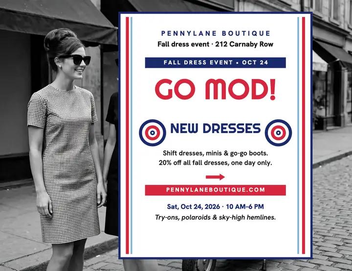 Pennylane mod dress flyer template