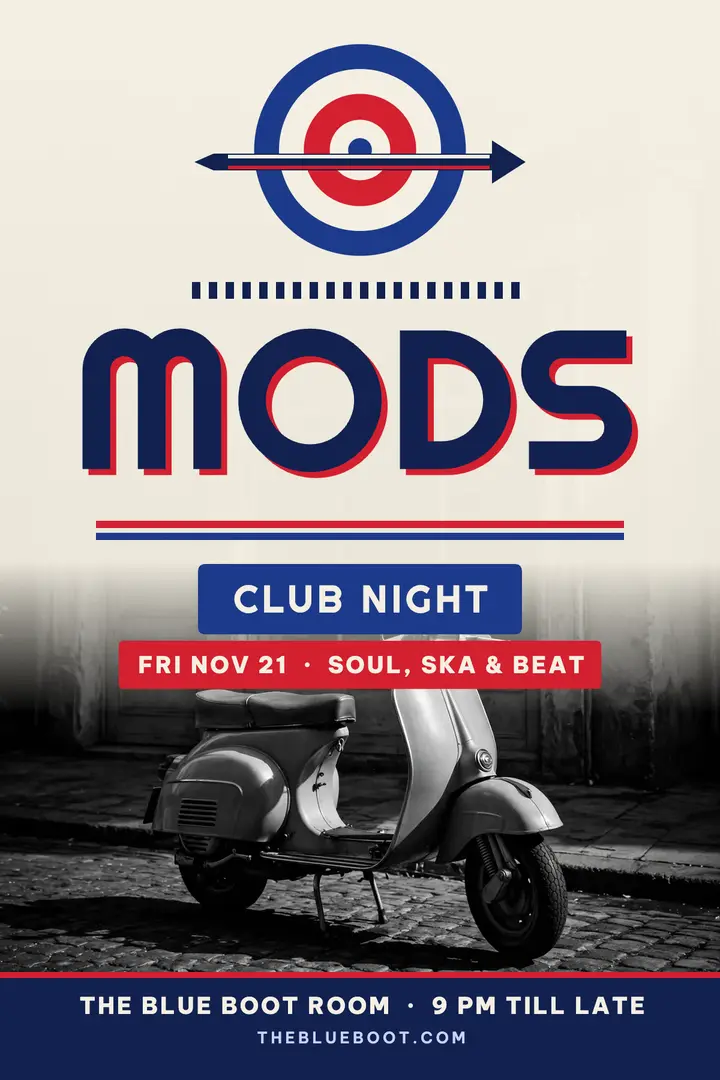 Blue Boot Room mod night poster template