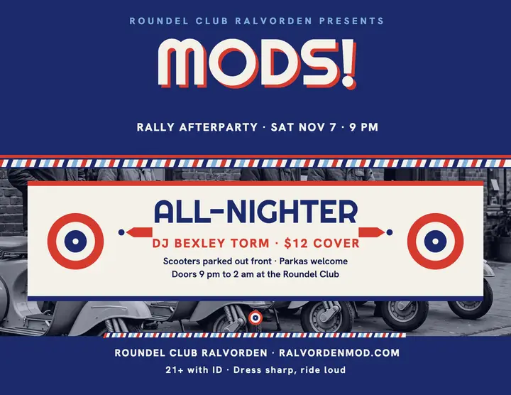 Roundel all-nighter rally flyer template