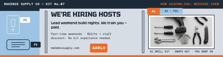Makebox hiring billboard, model kit template
