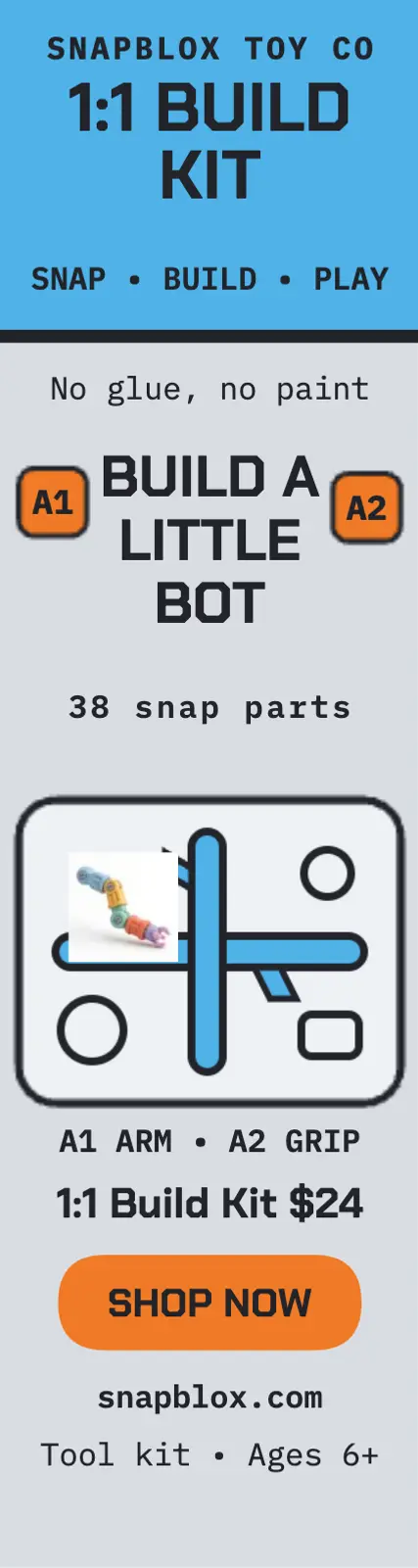 Snapblox little bot build kit skyscraper: model kit toy ad template