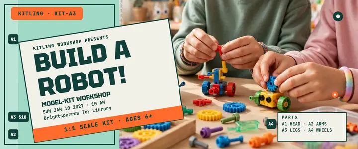 Kitling robot workshop ticket template