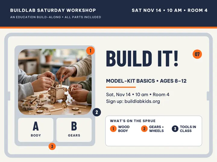 Buildlab Saturday Workshop maker slide: maker workshop slide template