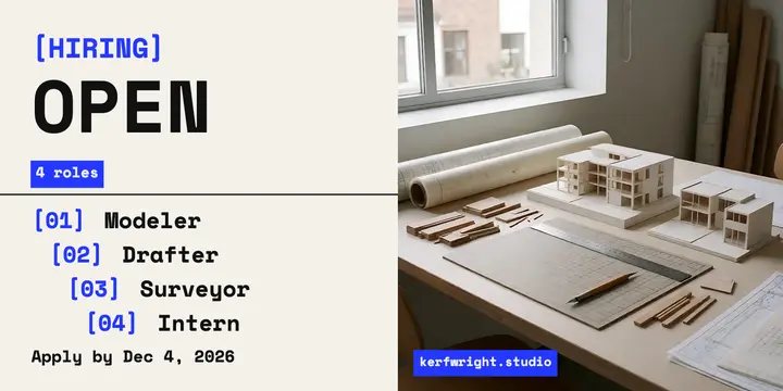 Kerfwright model studio open roles post: hiring post template