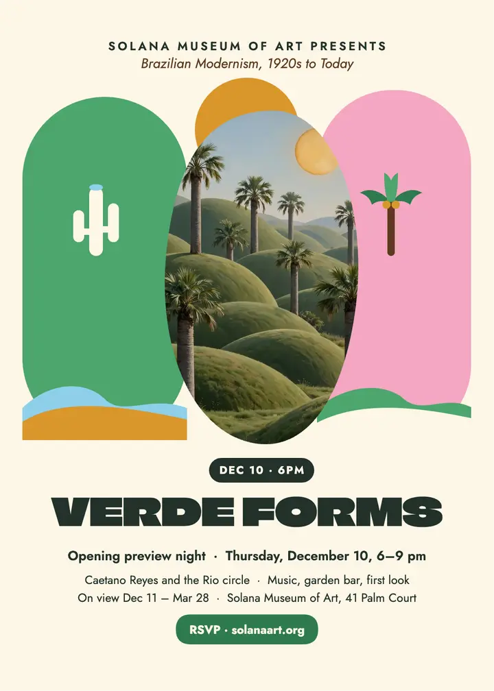 Verde Forms tropical modern invitation: museum exhibition invitation template