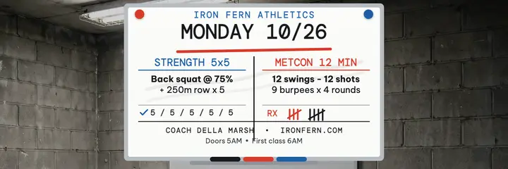 Iron Fern Monday WOD whiteboard header template