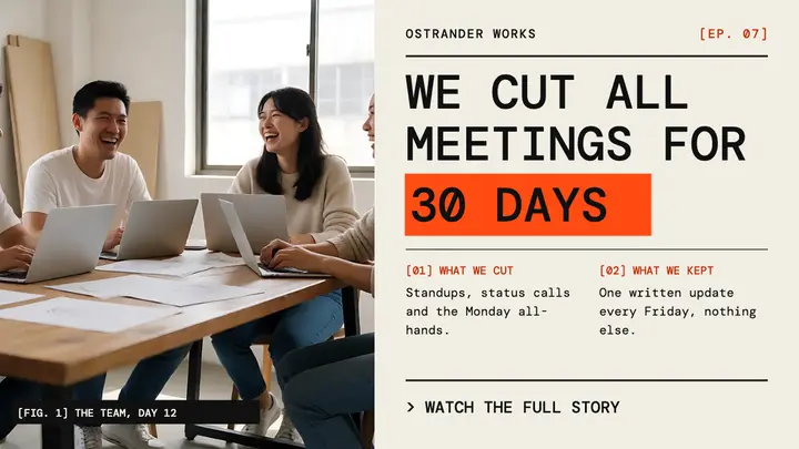 Ostrander Works no-meetings experiment thumbnail template