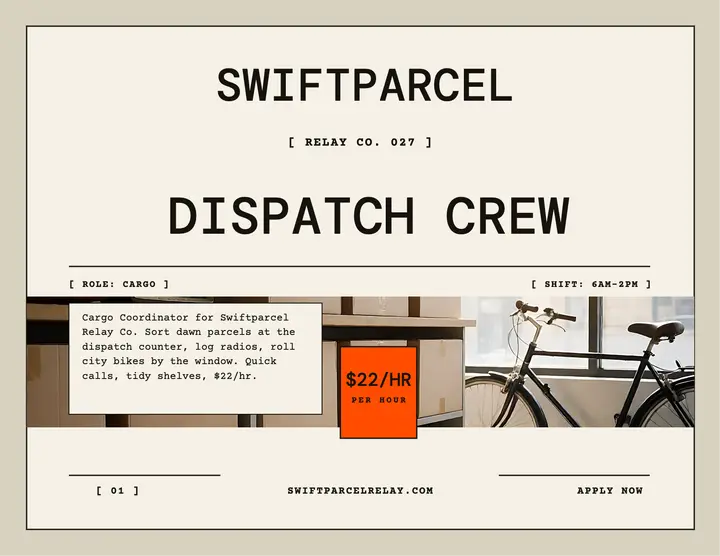 Swiftparcel Relay dispatcher crew hiring flyer template