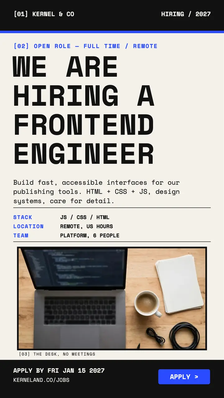 Kernel and Co frontend engineer hiring story template
