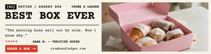 Crumb and Ledger bakery box review ad template