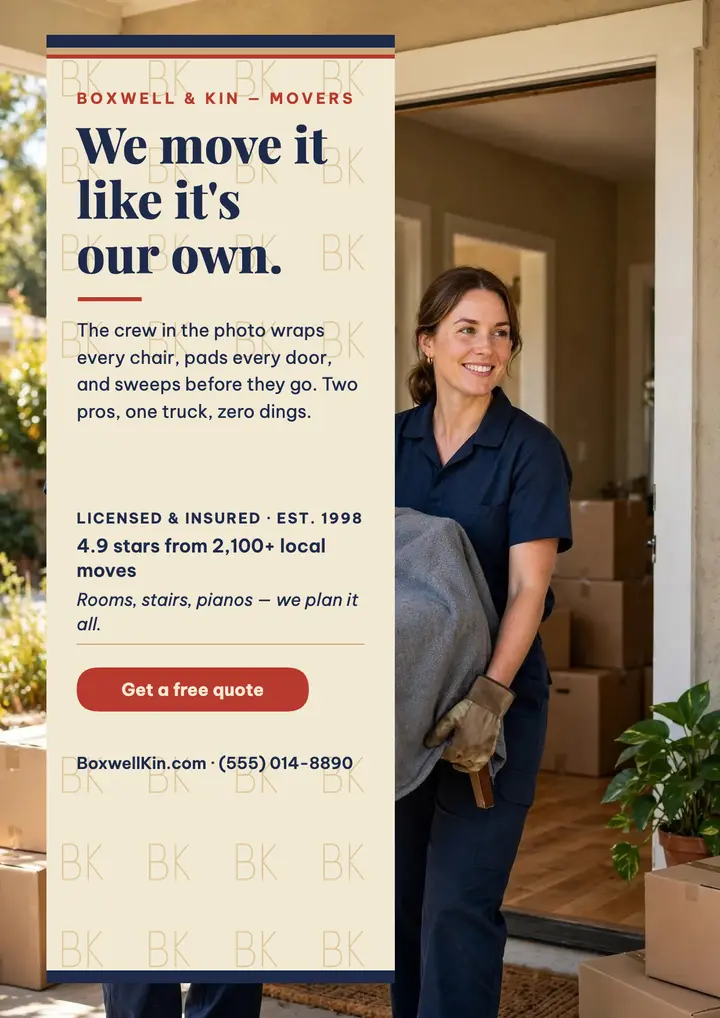 Boxwell and Kin heritage movers flyer template