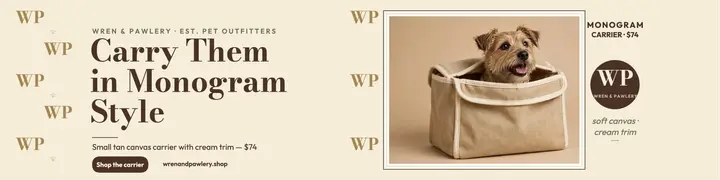 Wren and Pawlery monogram carrier banner template
