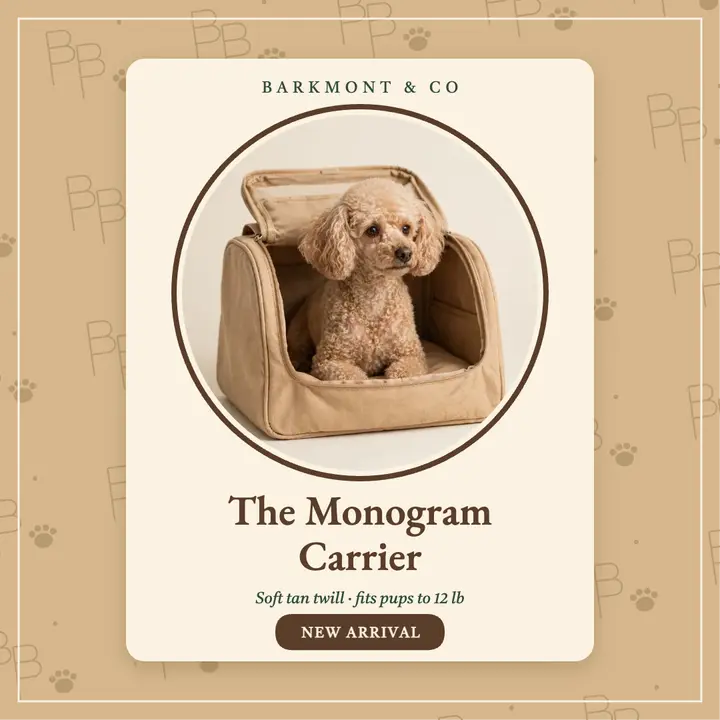 Barkmont monogram carrier launch post template