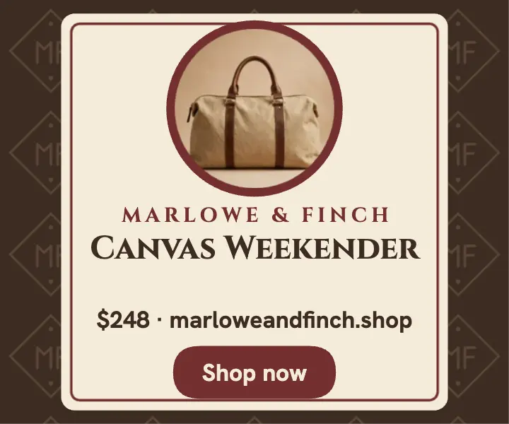 Marlowe and Finch weekender monogram ad template