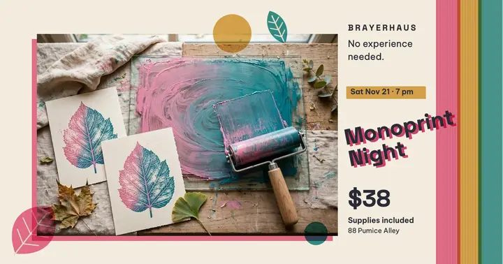 Gel plate monoprint workshop night template