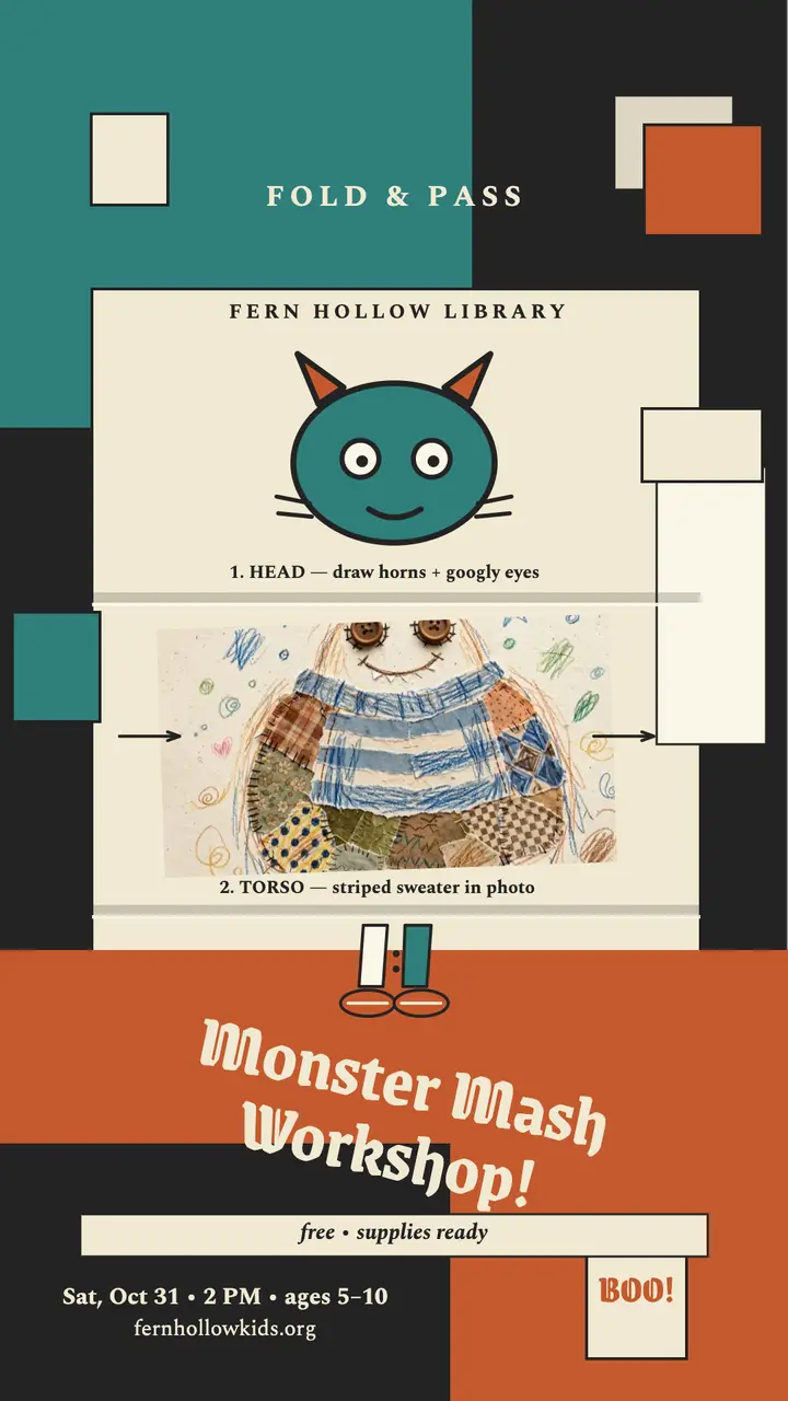 Fern Hollow monster collage workshop story template