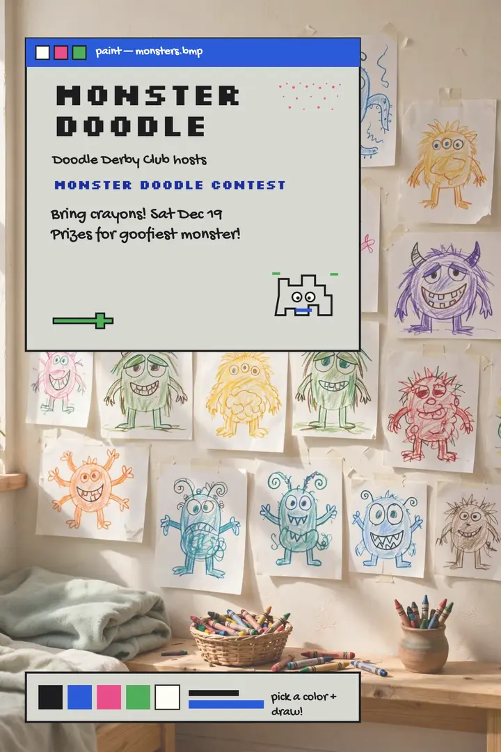 Monster Doodle Contest paint poster template