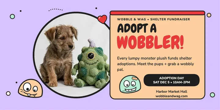 Wobble and Wag monster adoption post: monster plush adoption post template