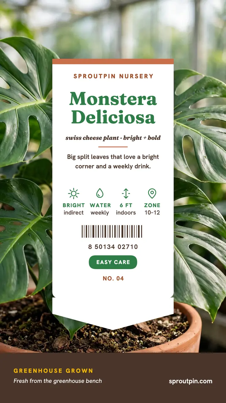 Sproutpin monstera plant tag story template