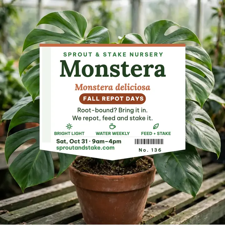Sprout and Stake monstera repot days post template