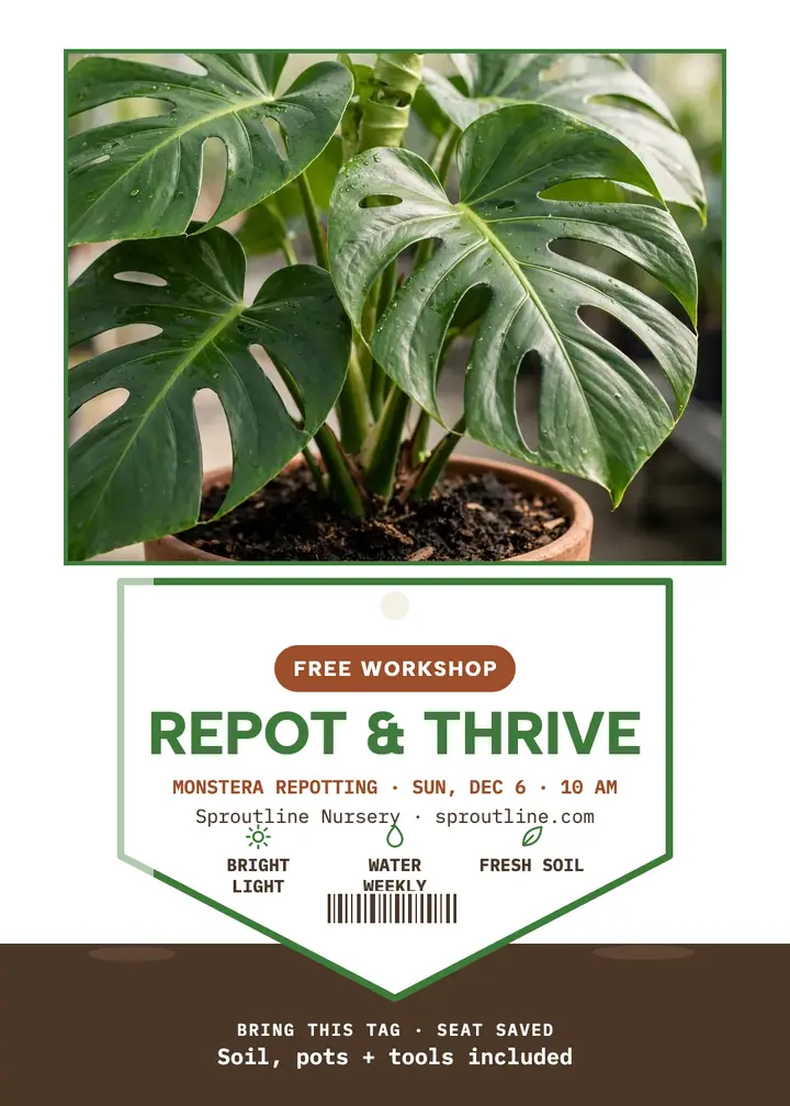 Sproutline monstera repotting tag template