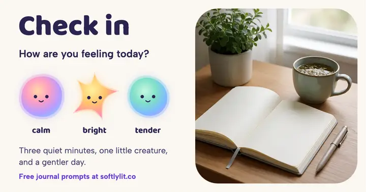 Softly Lit mood check-in post: mood check-in wellness post template