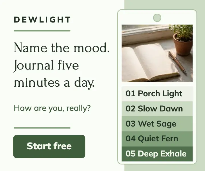 Dewlight mood journal app paint chip ad template