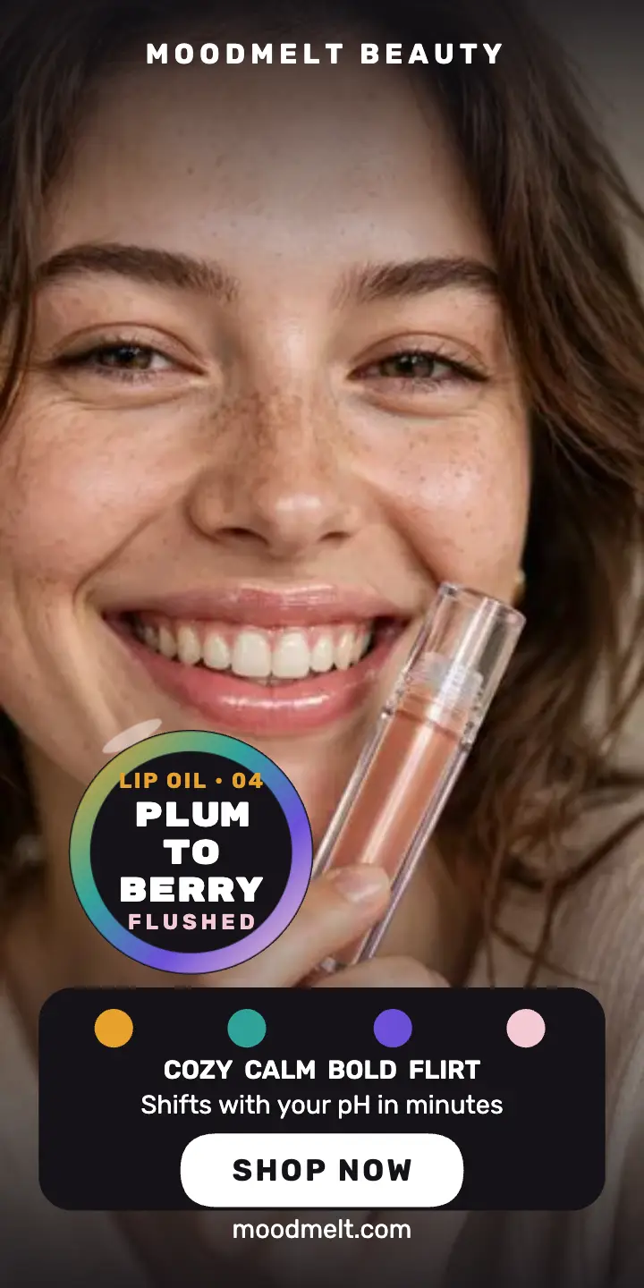 Moodmelt lip oil half page ad: lip oil ad template